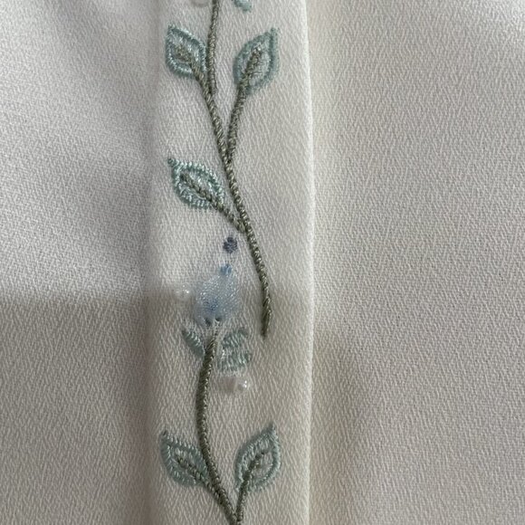 Koret Petites White Polyester Blouse 12 Embellished Collar & Cuffs Elegant Retro - Picture 11 of 13